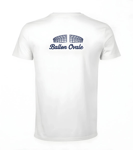 T-shirt rugby Blanc dos Stadium - ballon ovale
