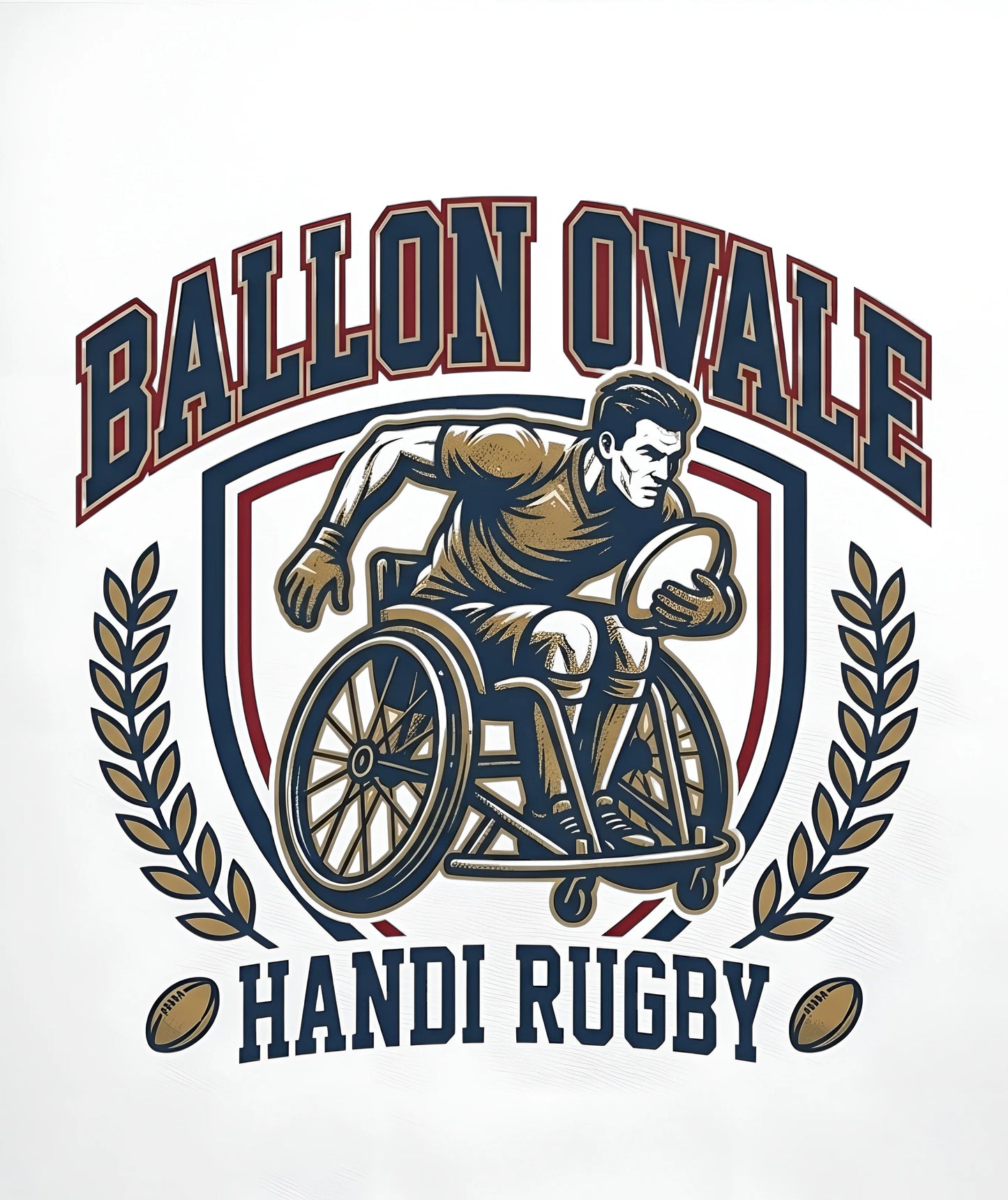 T-Shirt Handi Rugby Blason Vintage ballon ovale