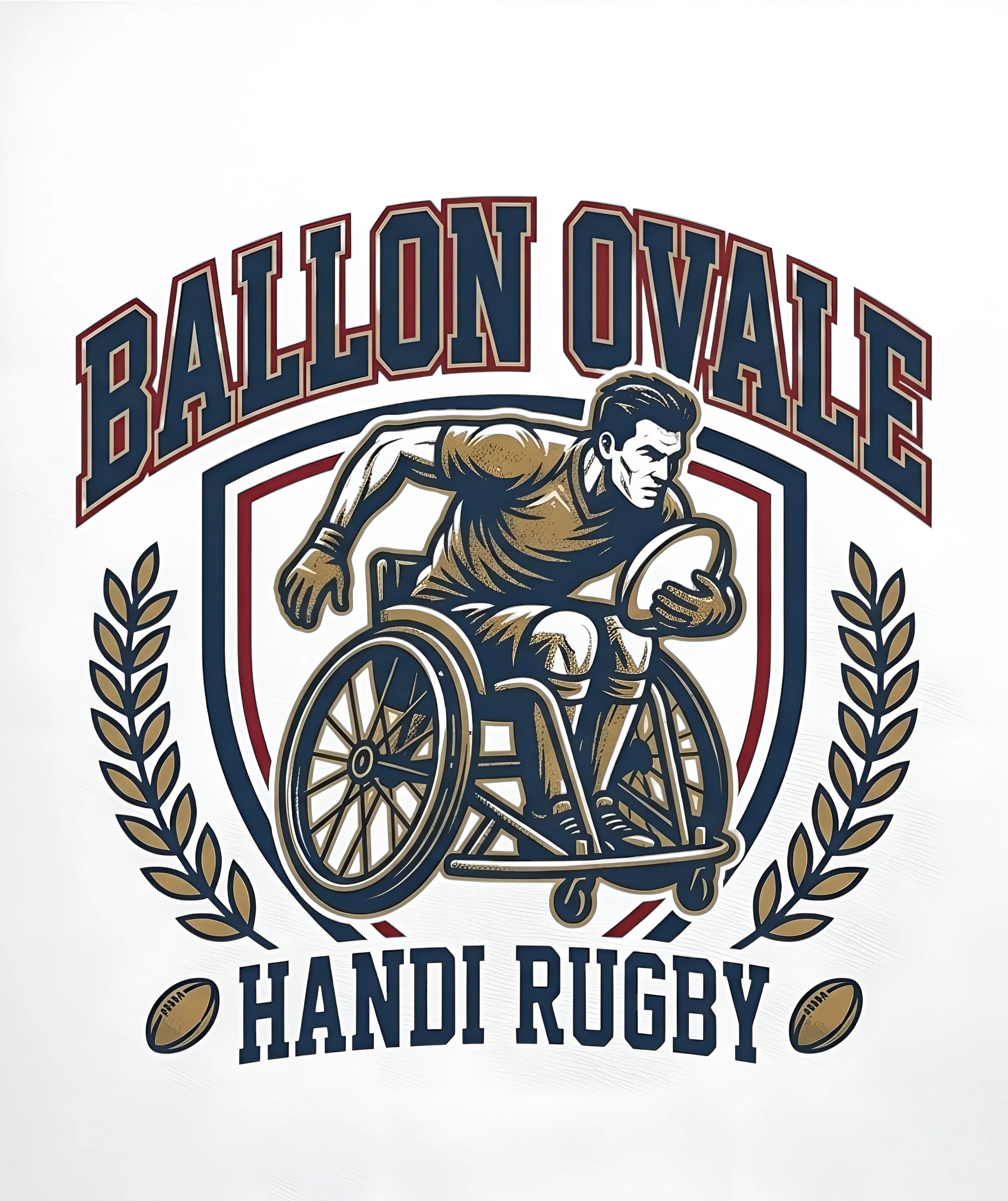 T-Shirt Handi Rugby Blason Vintage ballon ovale