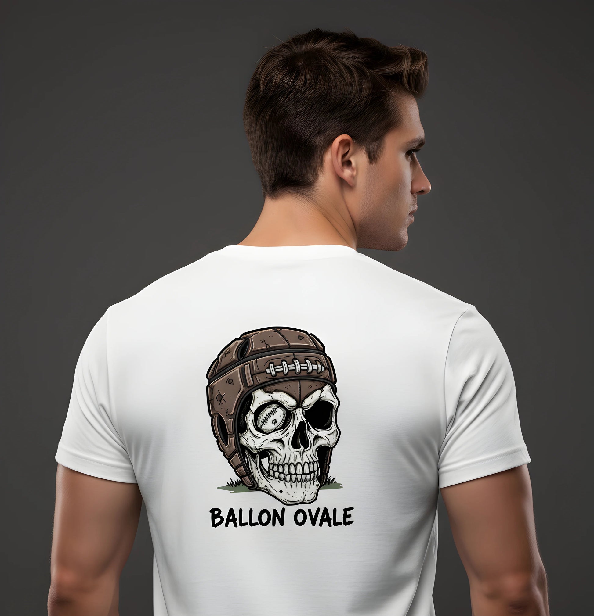 T-shirt Rugby Ballon Ovale Tête de Mort ballon ovale