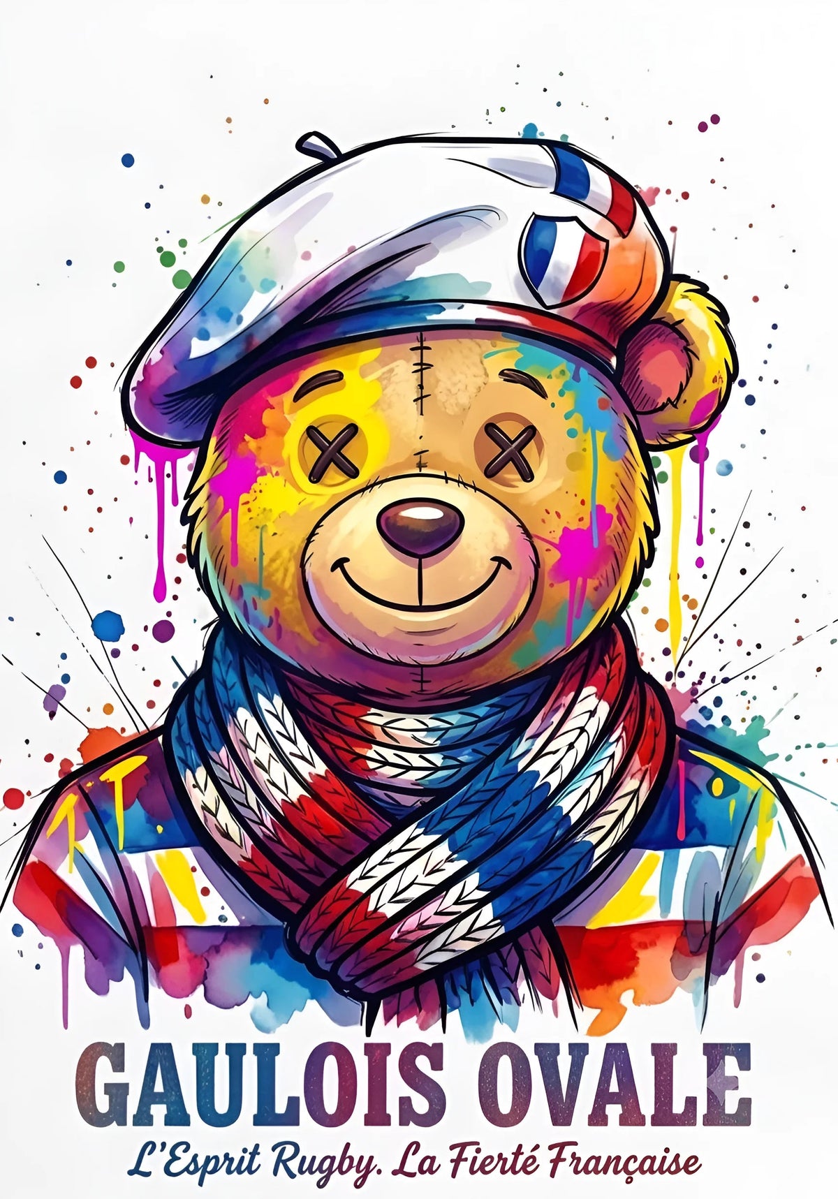 T-shirt Gaulois Ovale — L'Ours qui a Trop Bu de Peinture ballon ovale