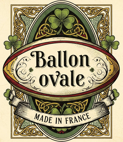 T-shirt Ballon Ovale Esprit Celtique, détail logo trois trèfles