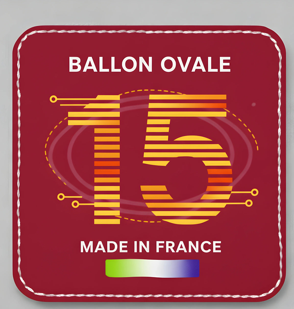 T-shirt Ballon Ovale Numéro 15 Badge Bordeaux, détail logo badge