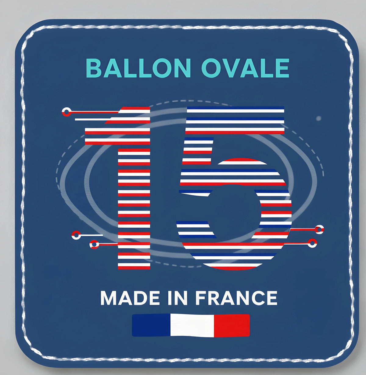 T-shirt Ballon Ovale Numéro 15 Badge Tricolore Homme, détail logo badge