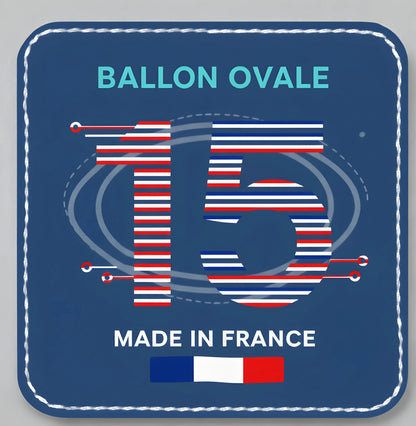 T-shirt Ballon Ovale Numéro 15 Badge Tricolore Homme, détail logo badge