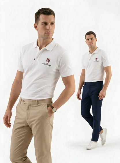 Polo Ballon Ovale signature, détail broderie poteaux de rugby et ballon ovale