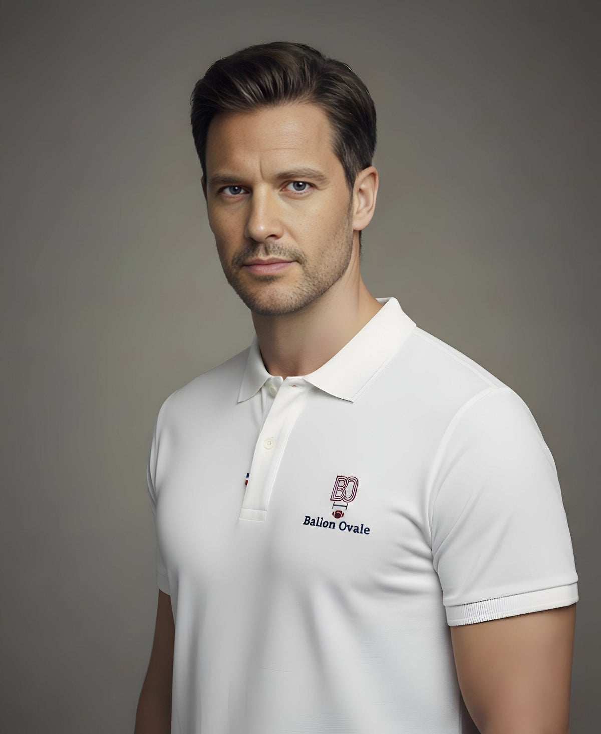 Polo Ballon Ovale signature, col chemise et patte de boutonnage
