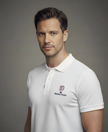 Polo Ballon Ovale signature, col chemise et patte de boutonnage