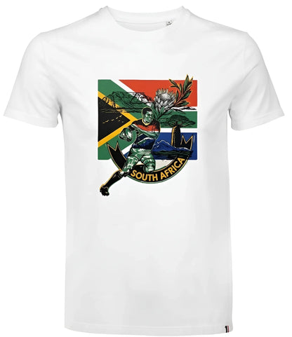 T-shirt rugby Ballon Ovale Afrique du Sud, détail inscription South Africa