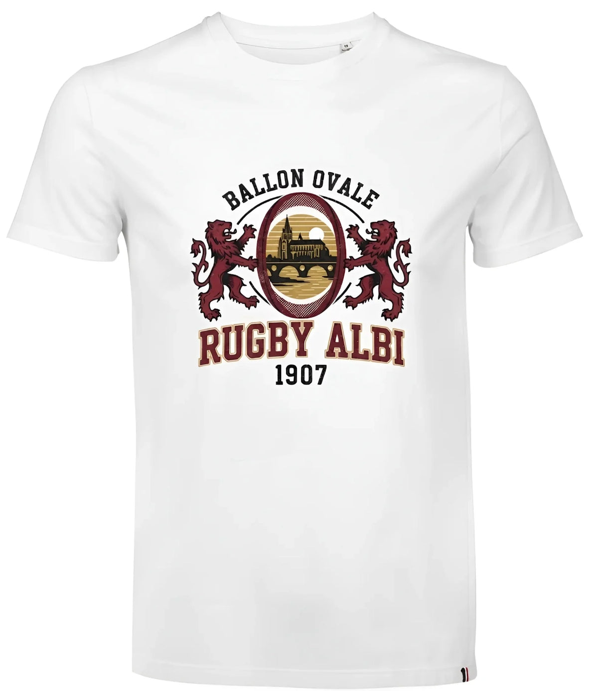 T-shirt rugby Ballon Ovale Albi L'Héritage porté, look vintage