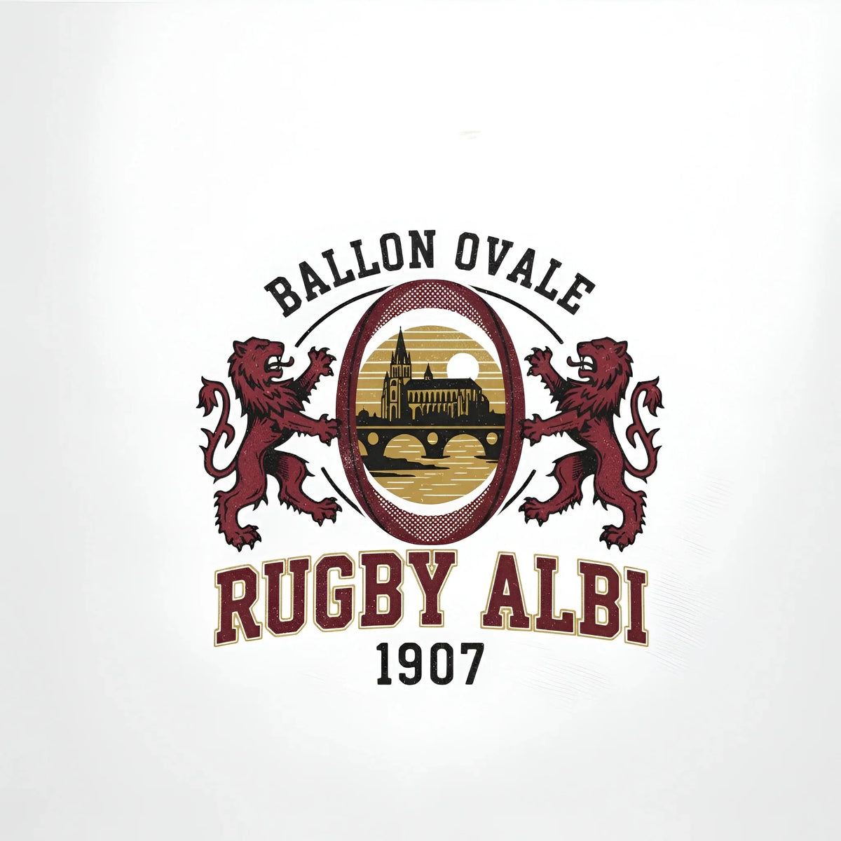 T-shirt rugby Ballon Ovale Albi L'Héritage, détail Pont Vieux