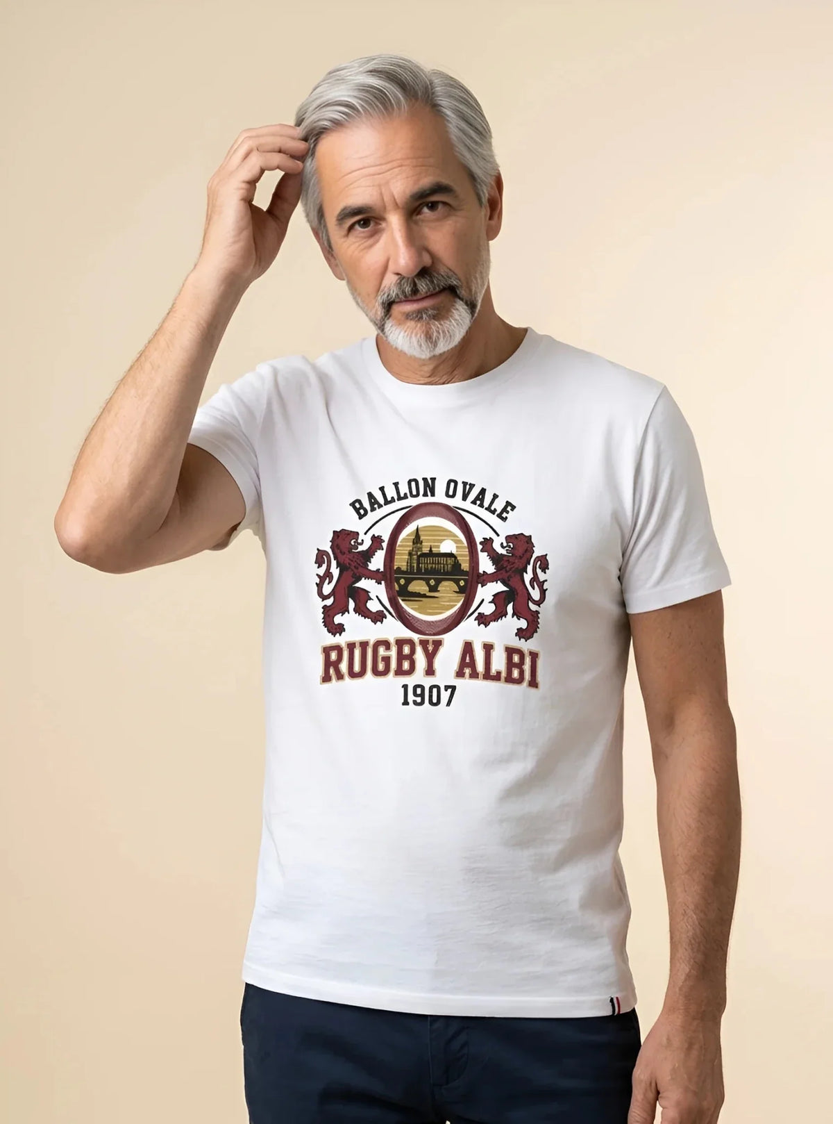 T-shirt rugby Ballon Ovale Albi L'Héritage, détail visuel Rugby Albi 1907