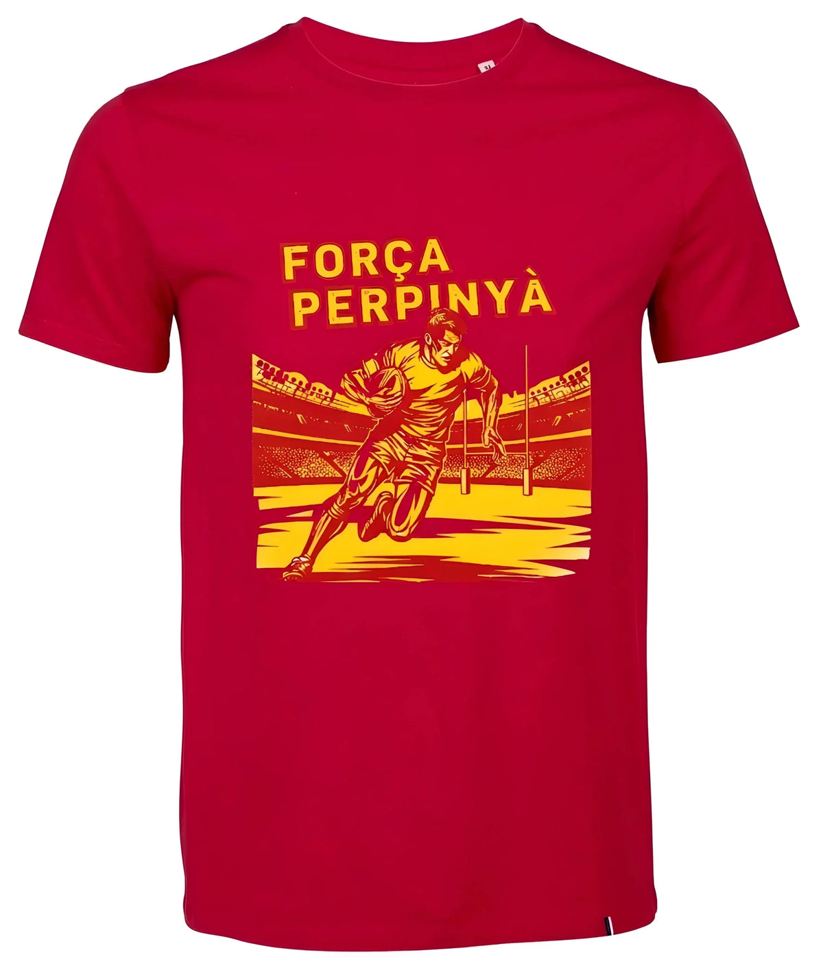 T-shirt rugby Ballon Ovale FORÇA PERPINYÀ rouge, vue face