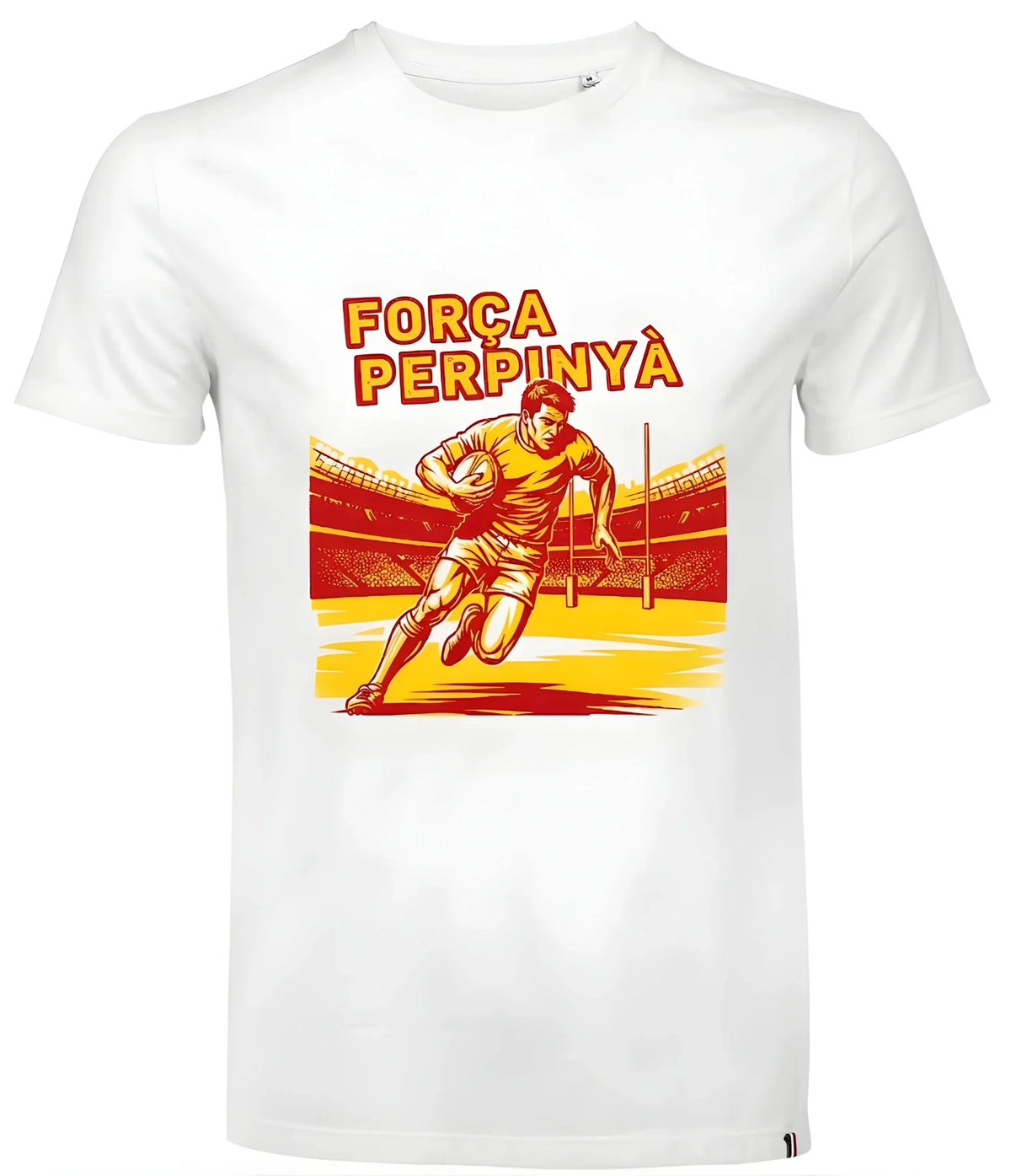T-shirt rugby Ballon Ovale FORÇA PERPINYÀ porté, look supporter