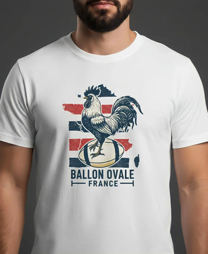 T-shirt rugby Ballon Ovale France Vintage, détail silhouette France