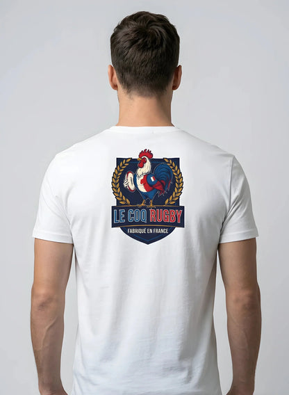 T-shirt rugby Ballon Ovale Le Coq Rugby, détail lauriers dorés
