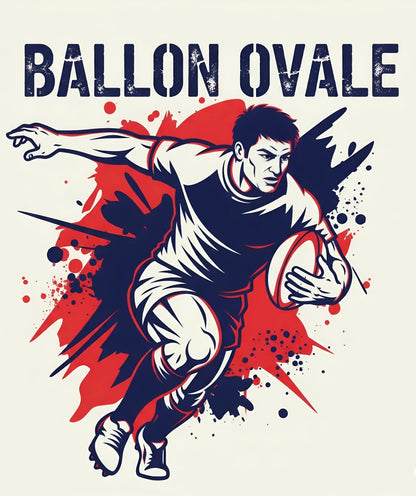 T-shirt Ballon Ovale Le Coureur, détail typographie effet éclaboussure