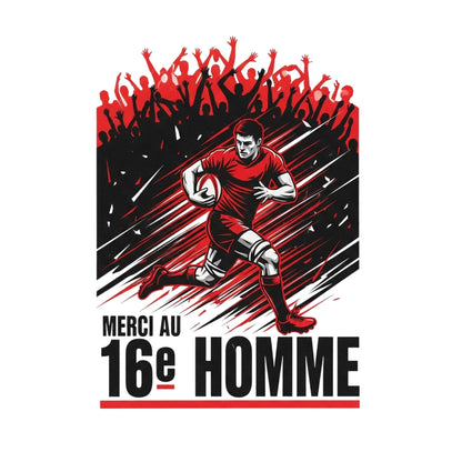 T-shirt rugby Ballon Ovale Merci au 16e Homme porté, coton peigné
