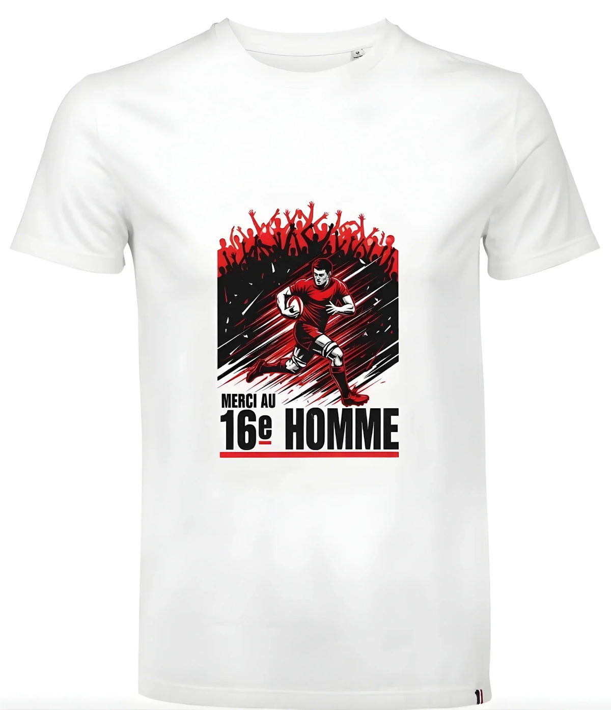 T-shirt rugby Ballon Ovale Merci au 16e Homme, vue de dos