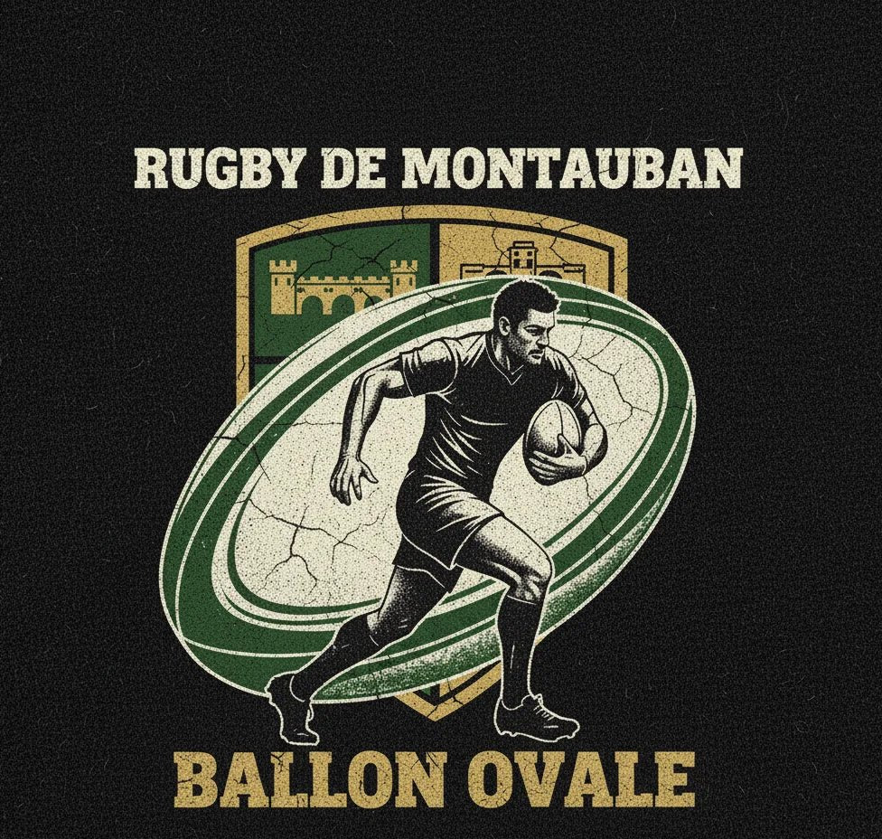 T-shirt rugby Ballon Ovale Montauban, vue de dos