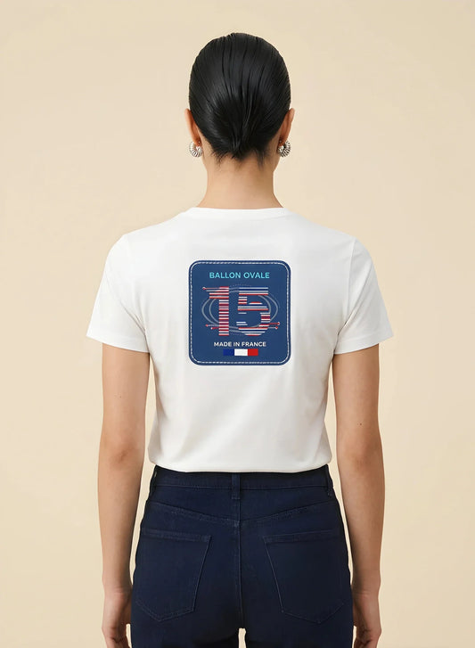 T-shirt Ballon Ovale Numéro 15 Dos Badge Tricolore, vue de dos écusson chiffre 15