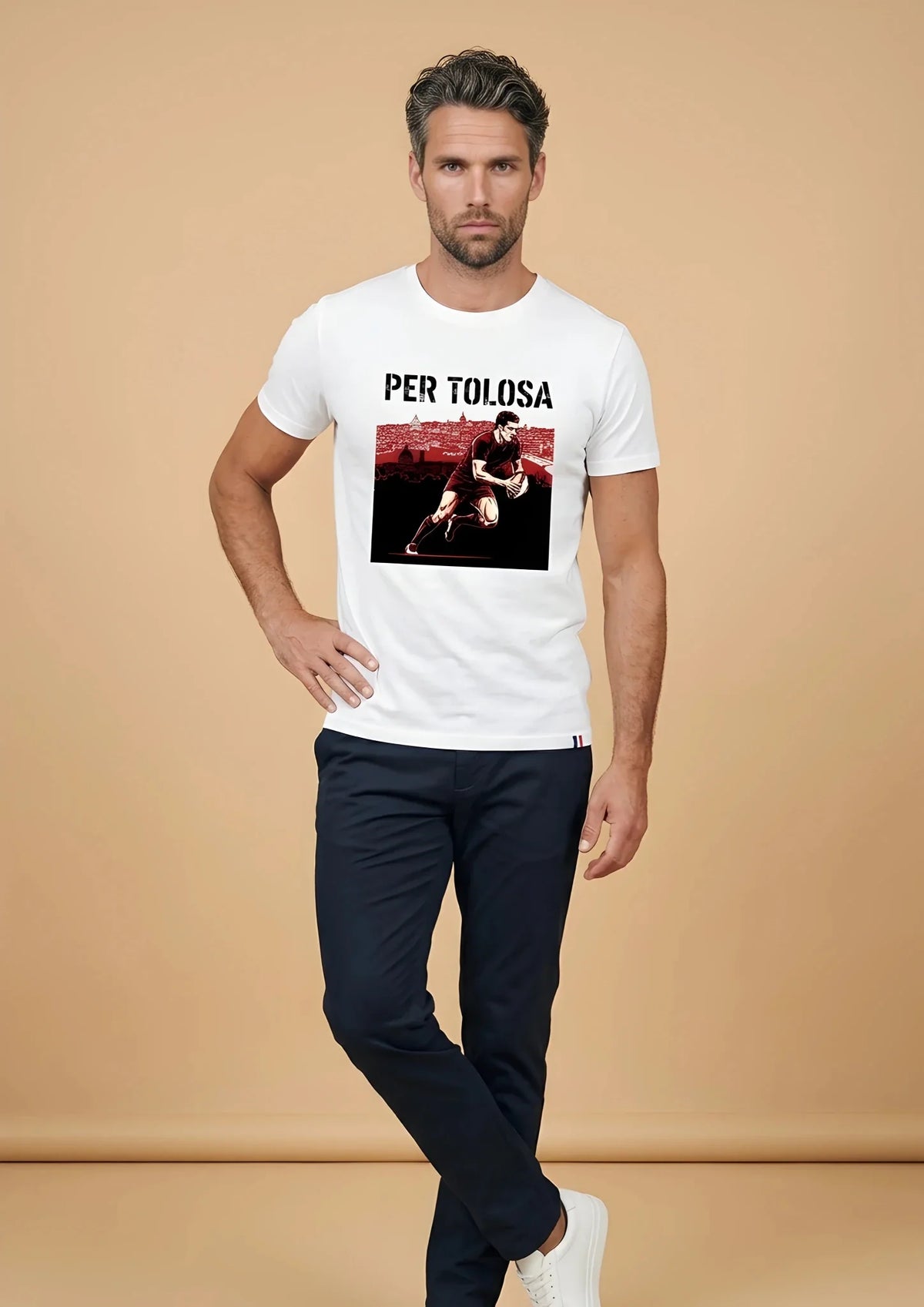 T-shirt rugby Ballon Ovale Per Tolosa, vue de dos