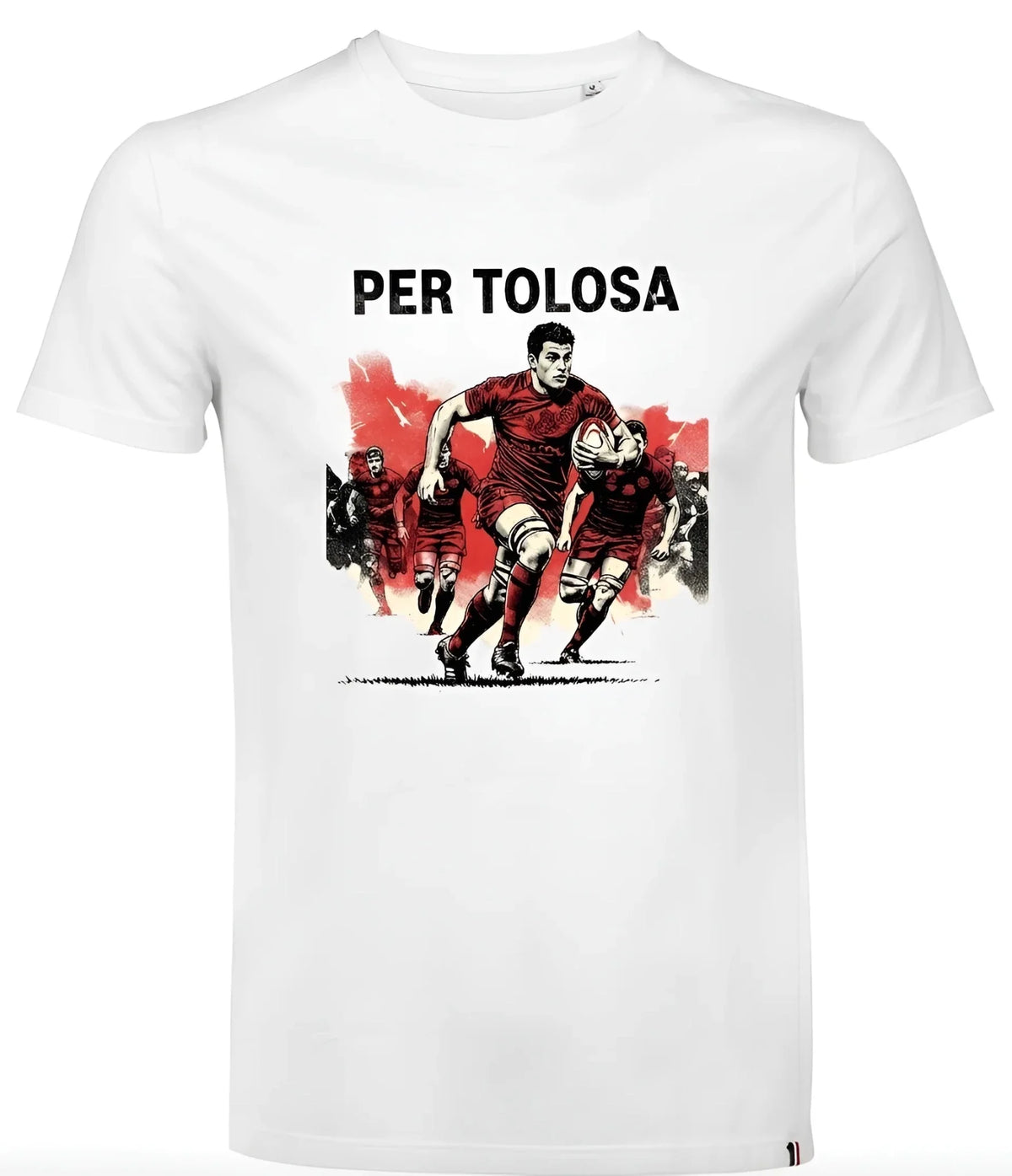 T-shirt rugby Ballon Ovale Per Tolosa rouge, vue face