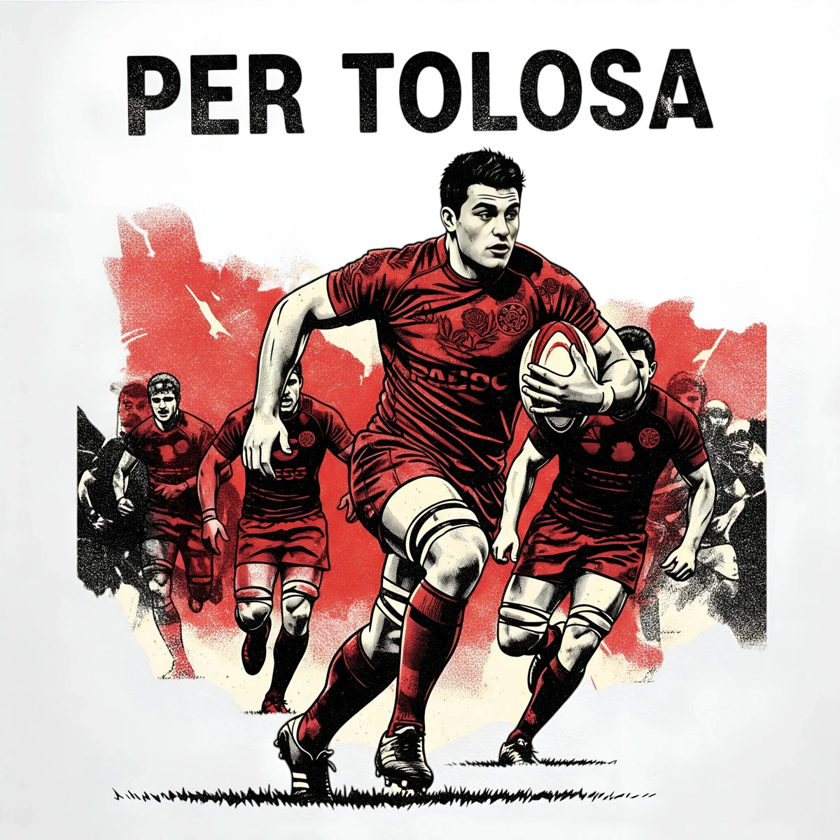 T-shirt rugby Ballon Ovale Per Tolosa porté, look supporter toulousain