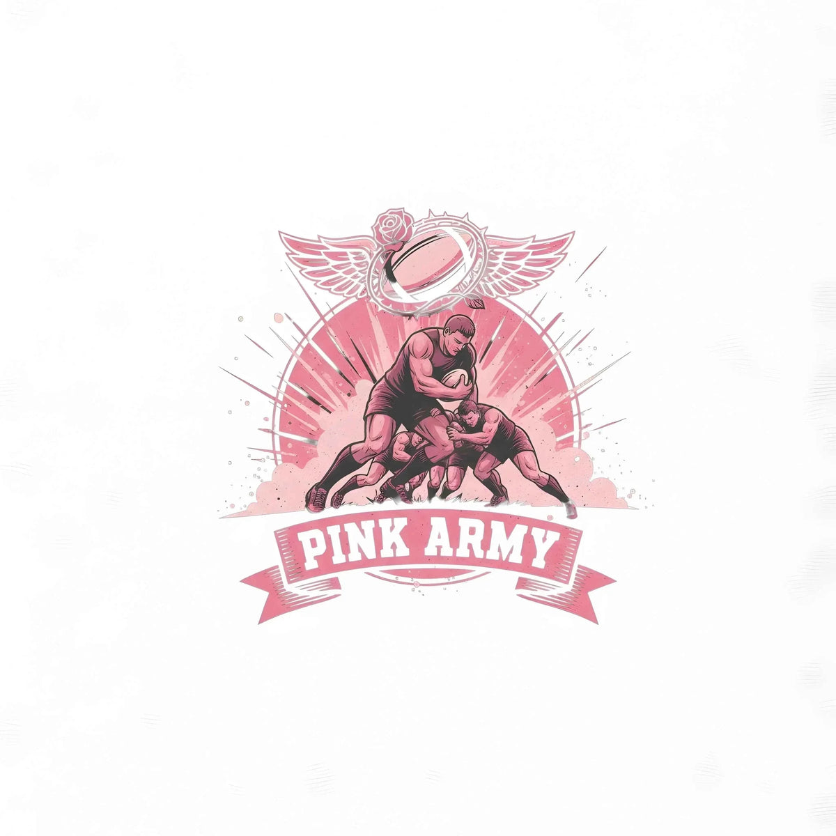 T-shirt rugby Ballon Ovale Pink Army, vue de dos