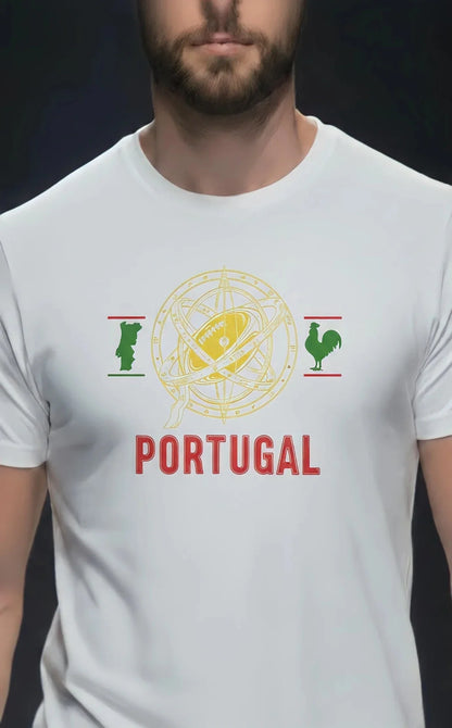 T-shirt rugby Ballon Ovale Portugal noir, vue face