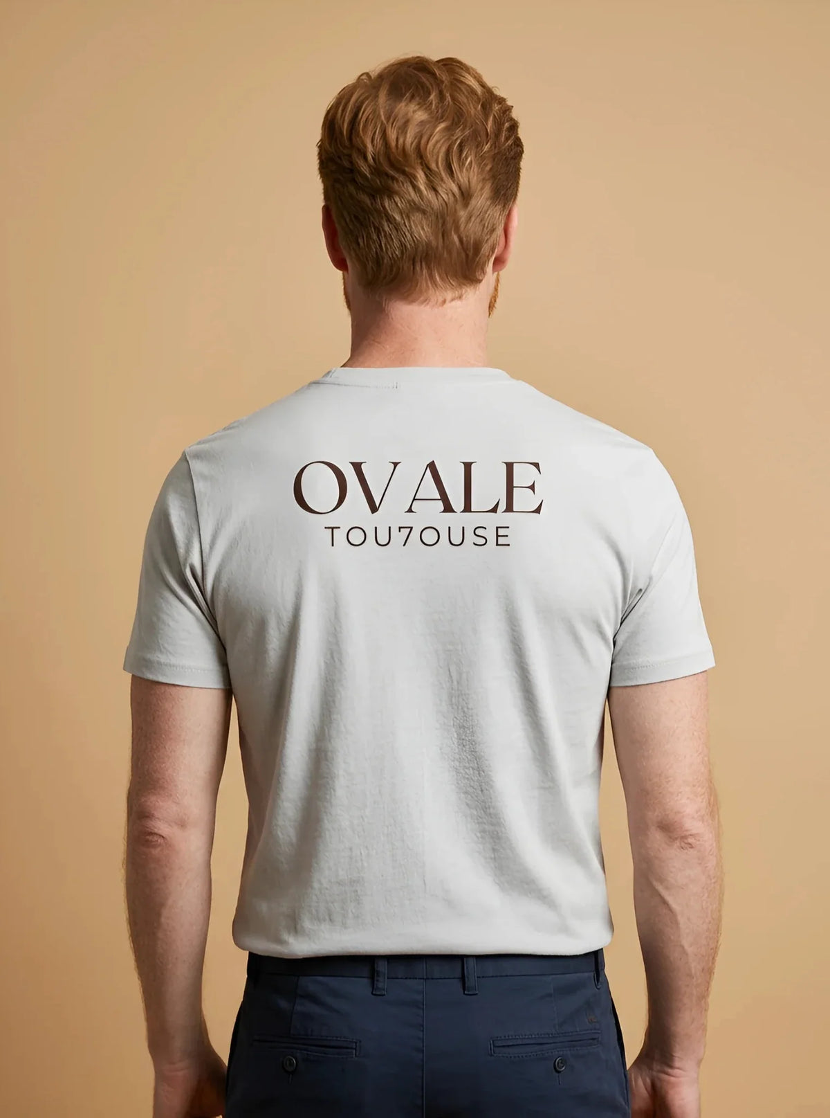T-shirt rugby Ballon Ovale Tou7ouse gris chiné, vue de dos typographie