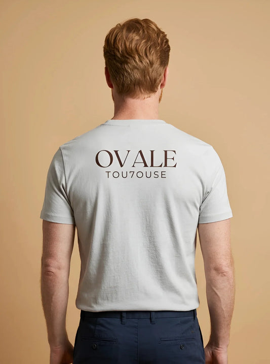 T-shirt rugby Ballon Ovale Tou7ouse gris chiné, vue de dos typographie