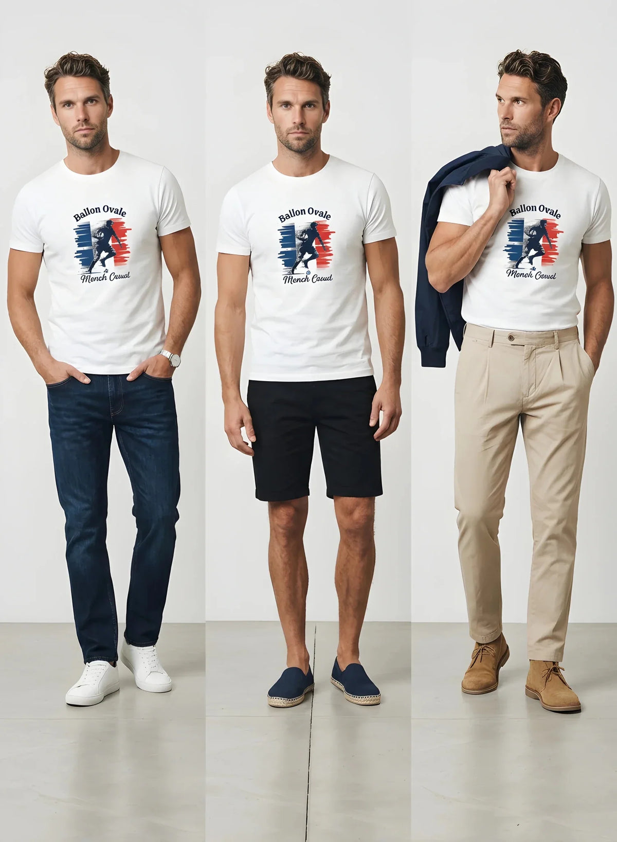 T-shirt rugby Ballon Ovale Tricolore, vue de dos