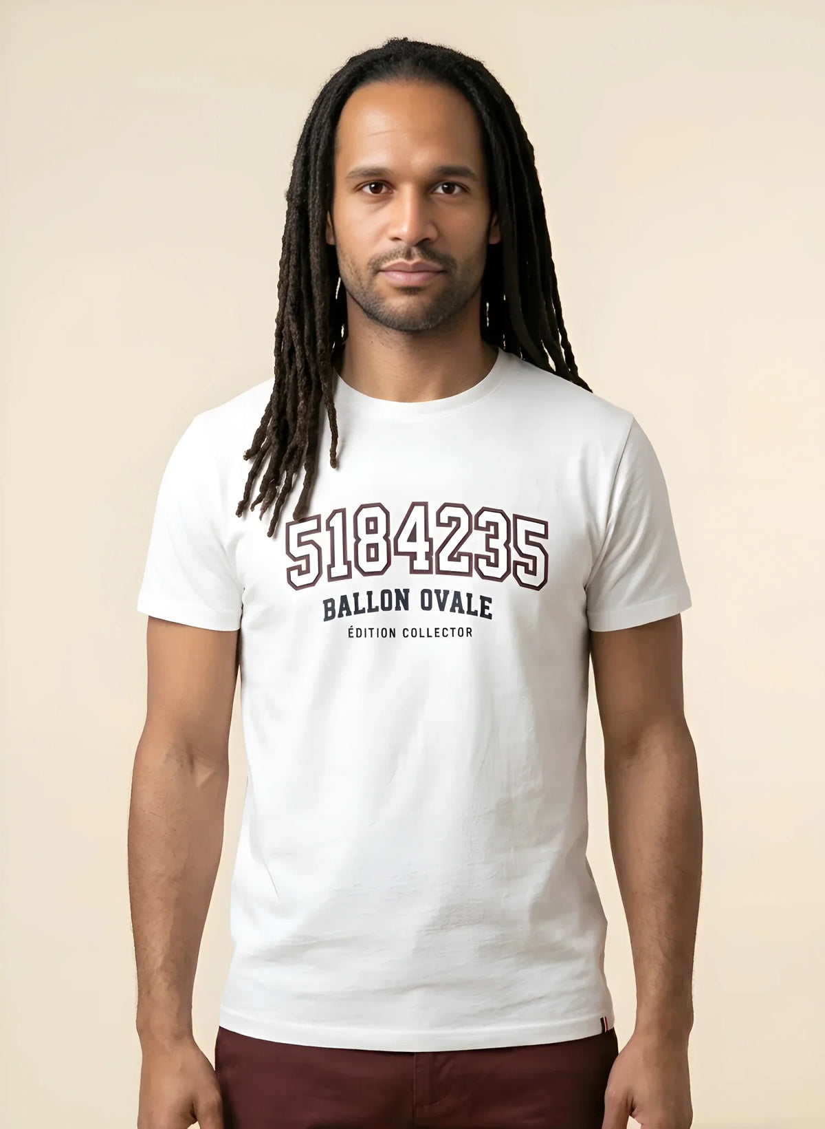 T-shirt Collector Le Matricule Ballon Ovale blanc, vue face numéro 5184235 style college