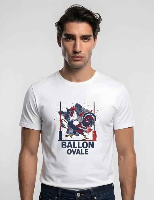 T-shirt Coq Français Ballon Ovale - ballon ovale