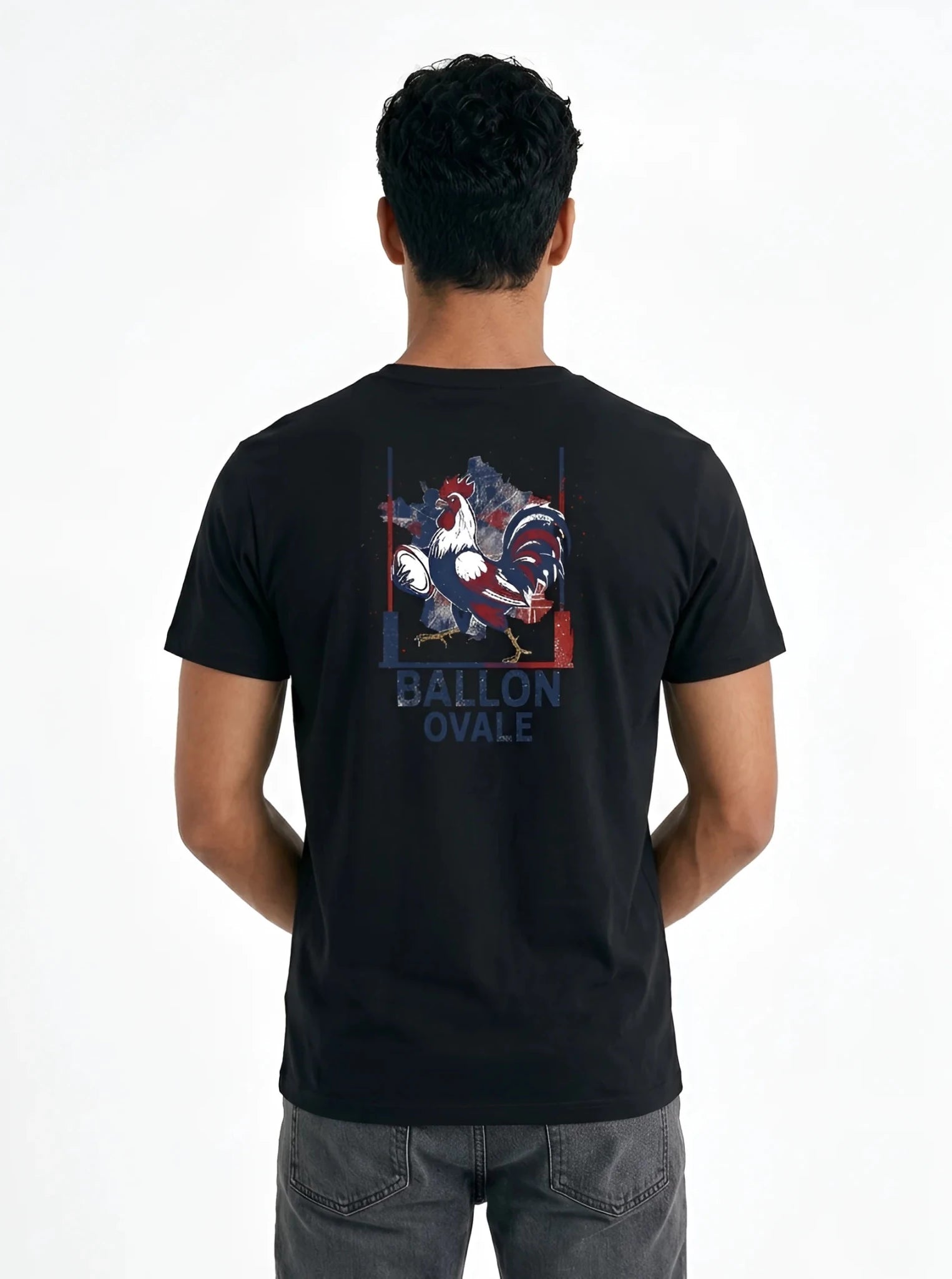 T-shirt Coq Français Ballon Ovale Dos - ballon ovale