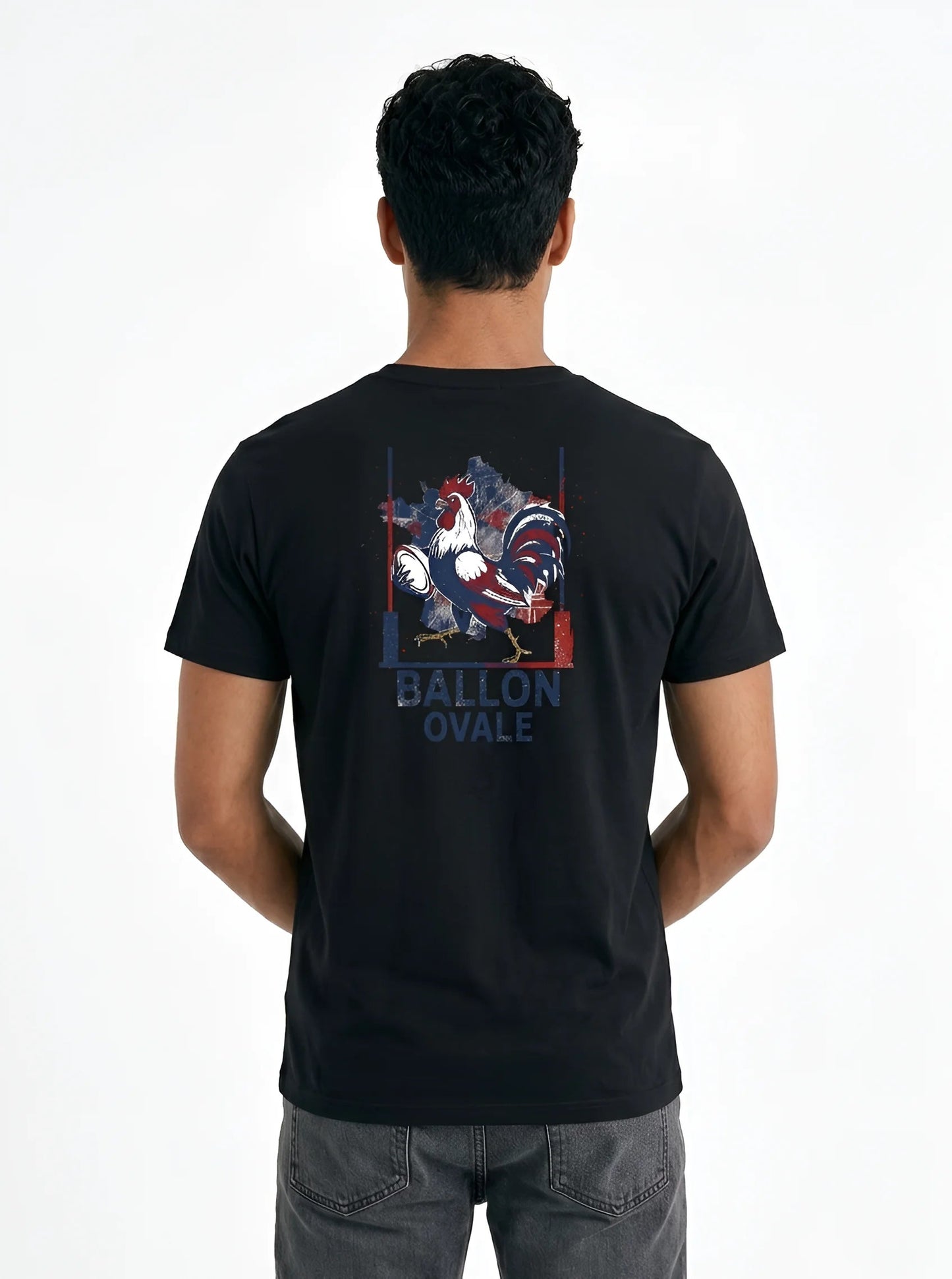 T-shirt Coq Français Ballon Ovale Dos ballon ovale