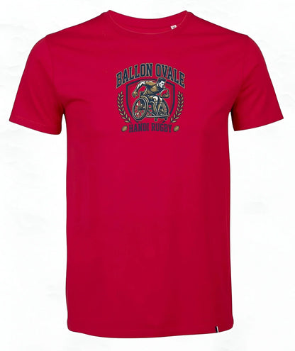 T-shirt Handi Rugby Blason Vintage Ballon Ovale, détail lauriers dorés