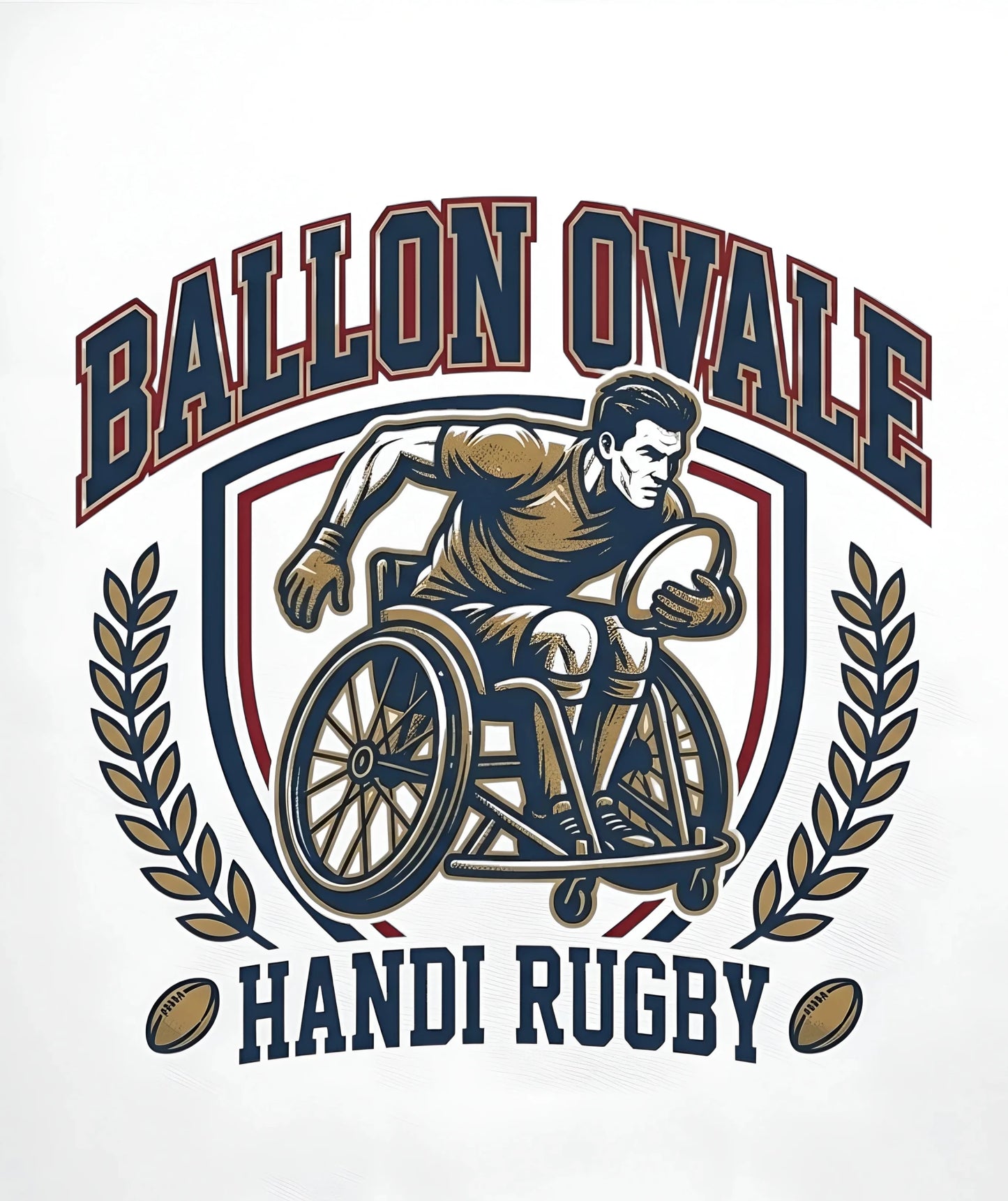 T-Shirt Handi Rugby Blason Vintage - ballon ovale
