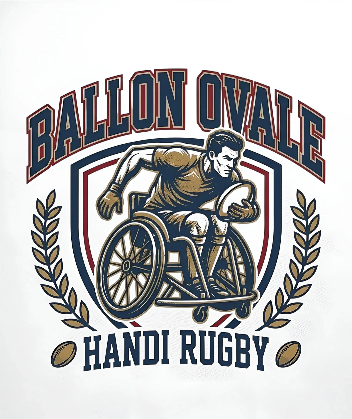 T-shirt Handi Rugby Blason Vintage Ballon Ovale, vue de dos