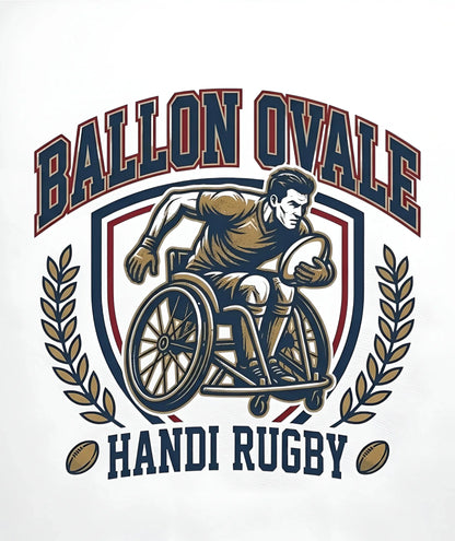 T-shirt Handi Rugby Blason Vintage Ballon Ovale, vue de dos