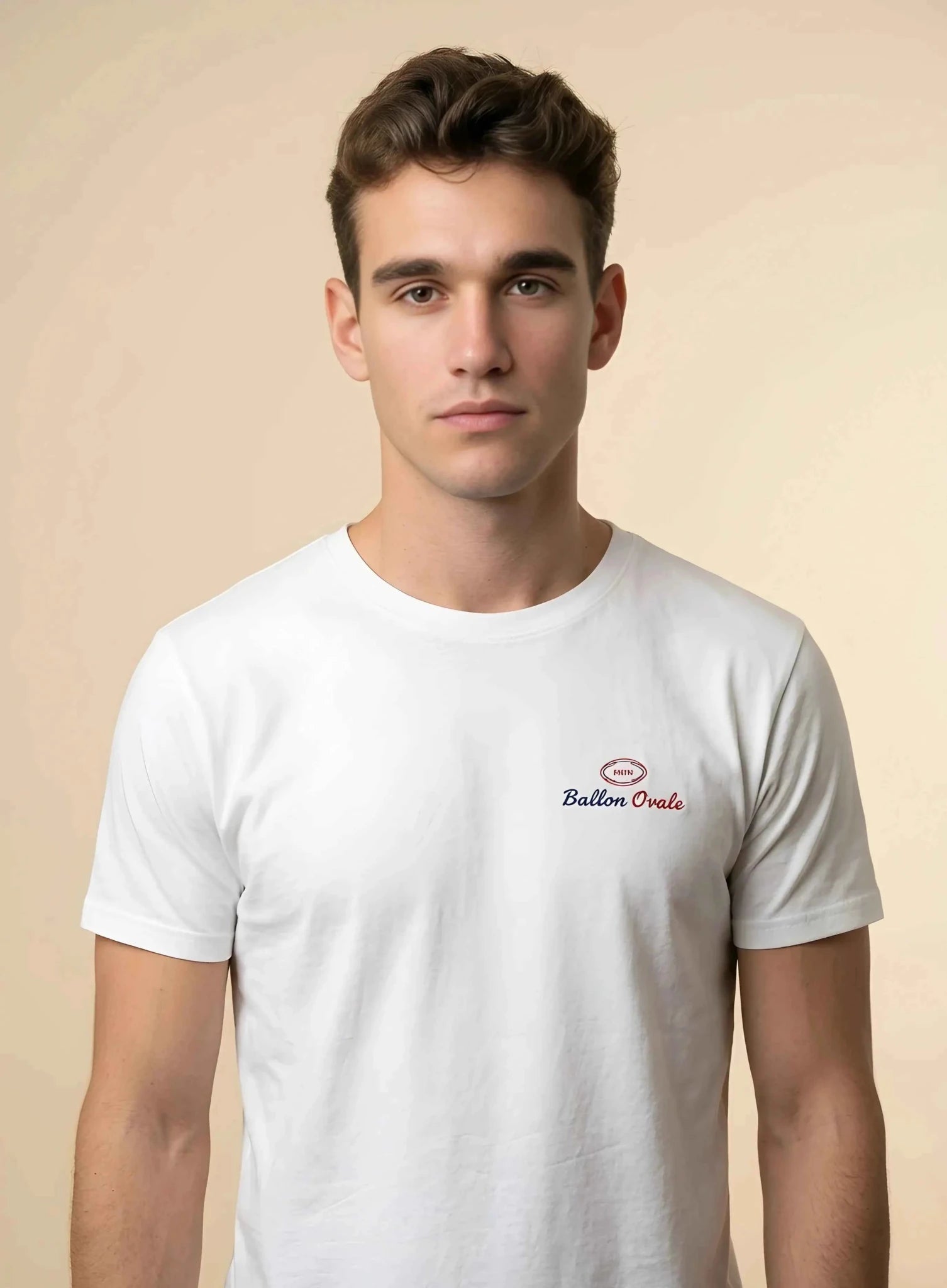 T-shirt rugby ballon ovale blanc - ballon ovale