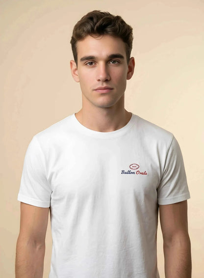 T-shirt rugby ballon ovale blanc - ballon ovale