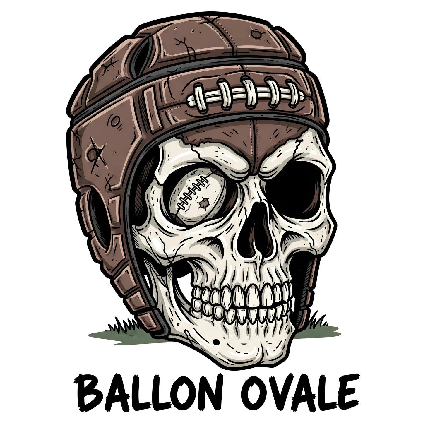 T-shirt Rugby Ballon Ovale Tête de Mort - ballon ovale