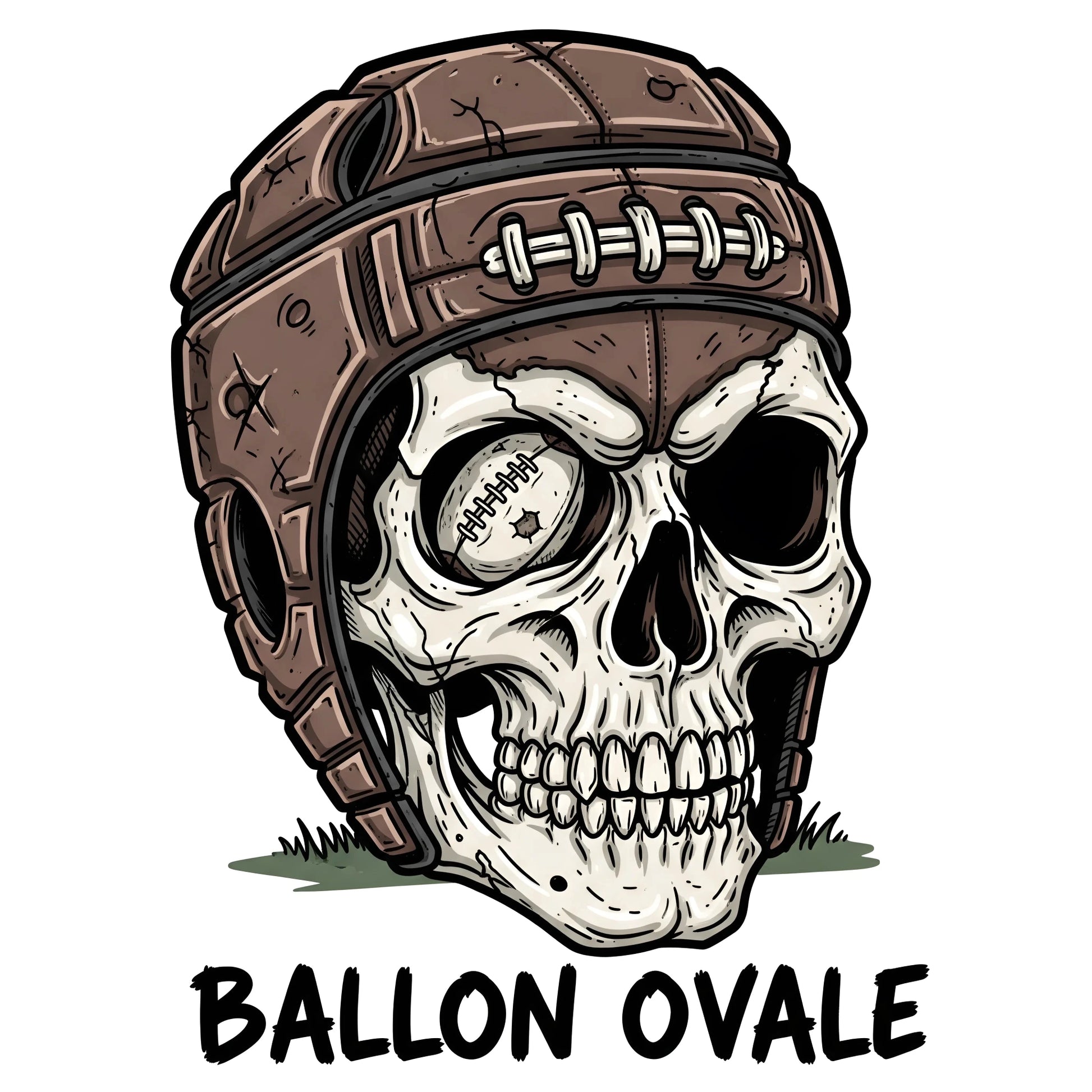 T-shirt Rugby Ballon Ovale Tête de Mort - ballon ovale