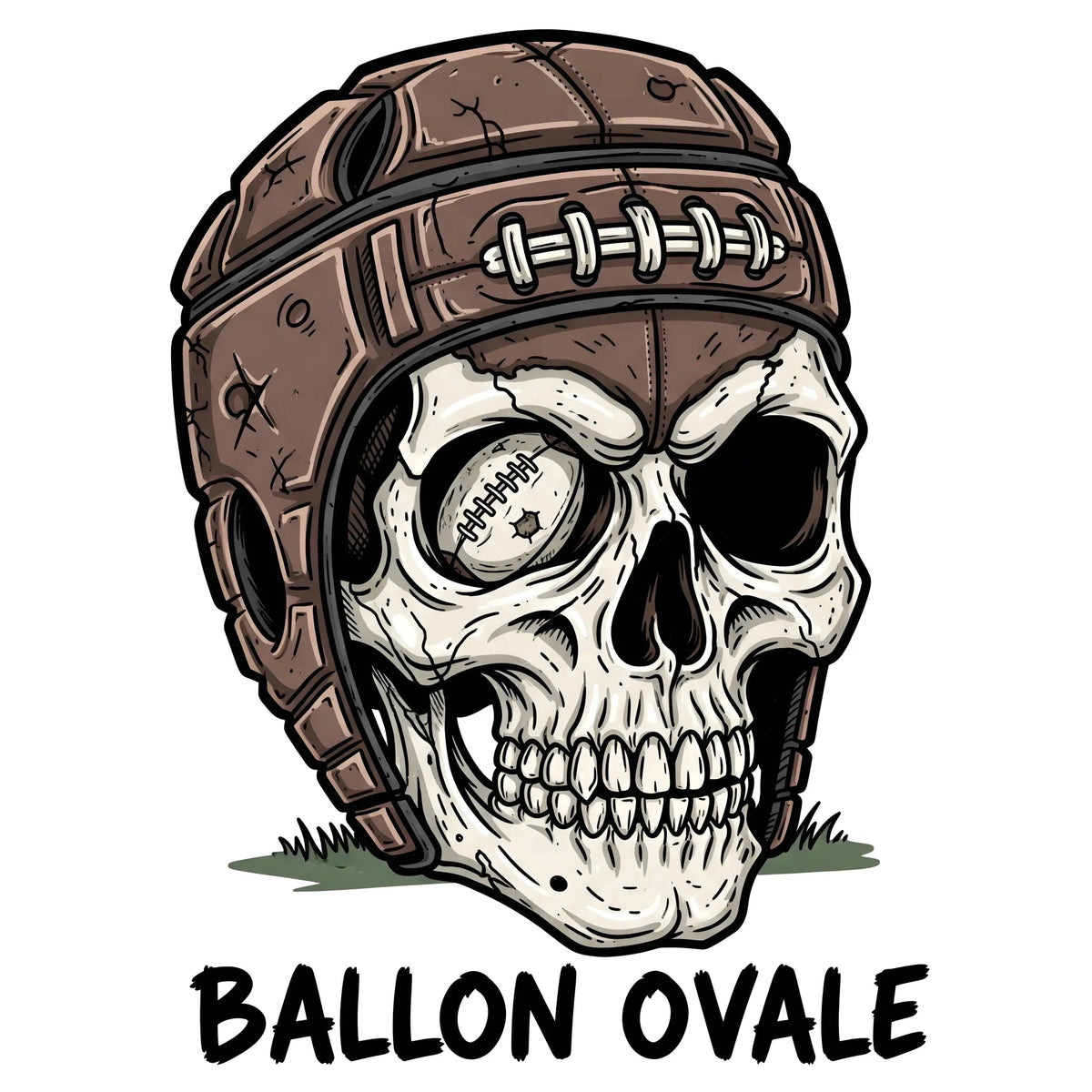 T-shirt rugby Ballon Ovale Tête de Mort porté, look rock streetwear