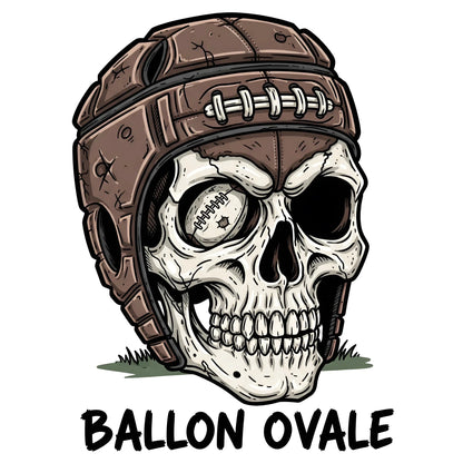 T-shirt rugby Ballon Ovale Tête de Mort porté, look rock streetwear