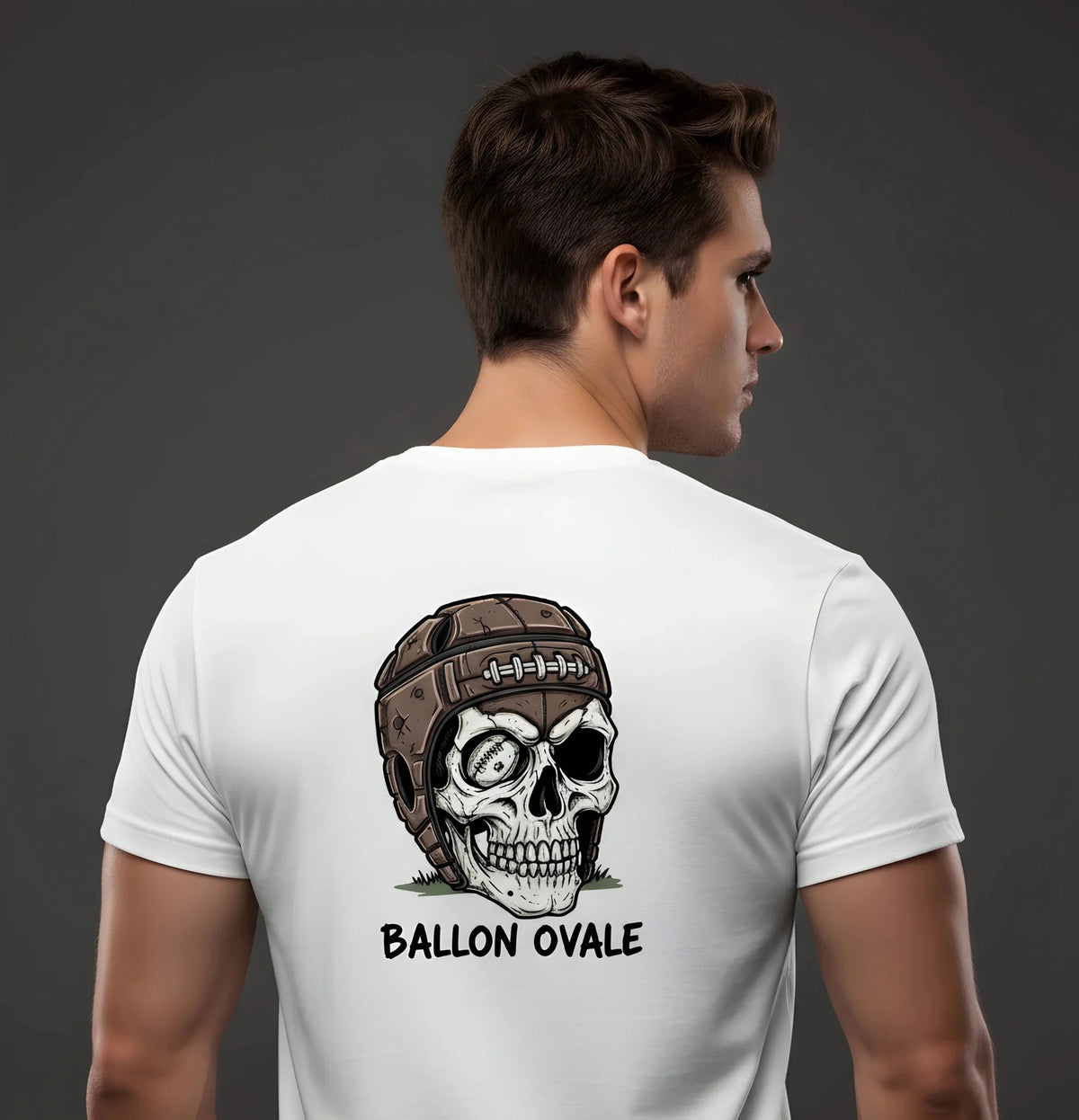 T-shirt rugby Ballon Ovale Tête de Mort, vue face