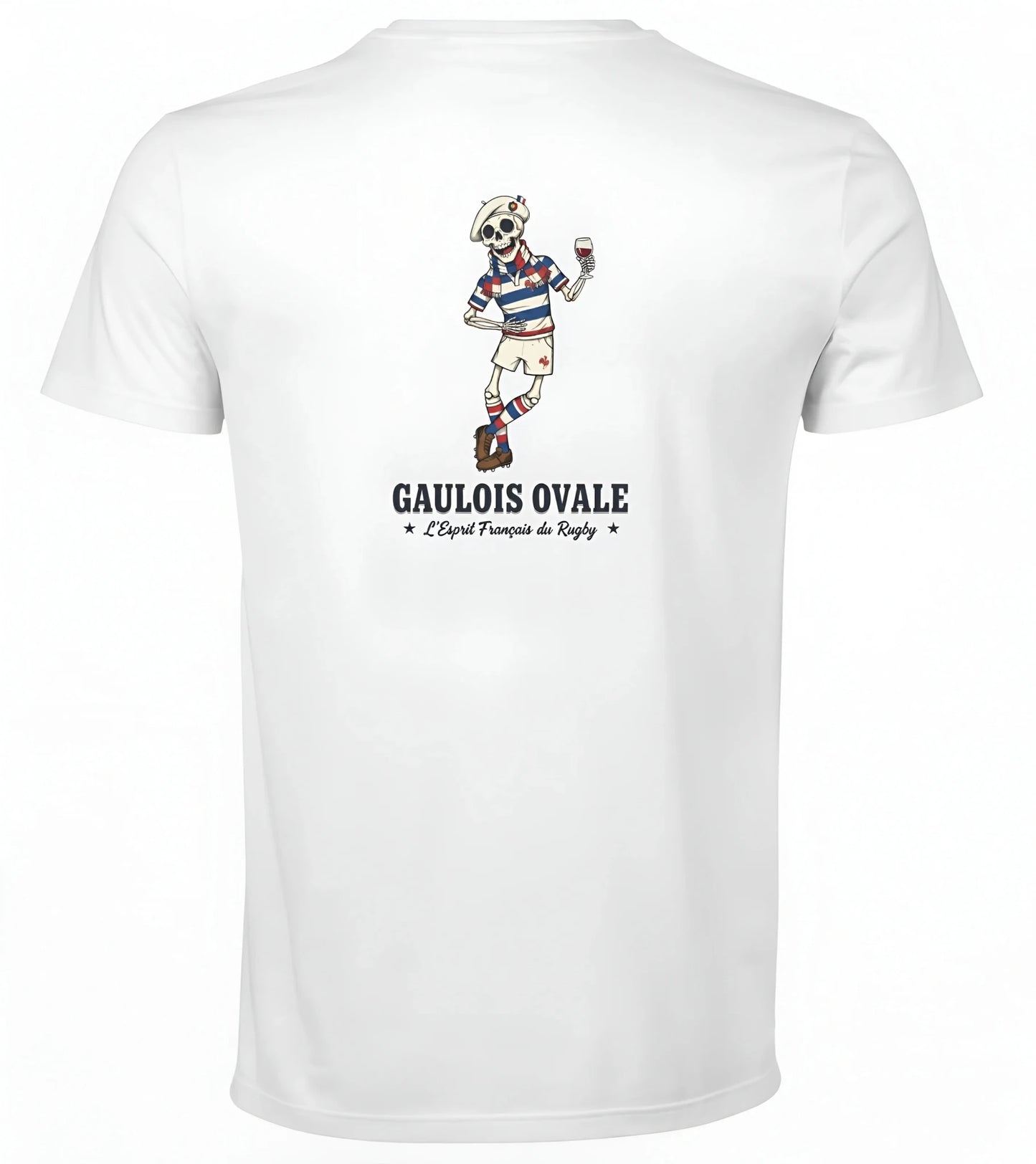 T-shirt Rugby Blanc - Le Gaulois Ovale avec son Pied - ballon ovale