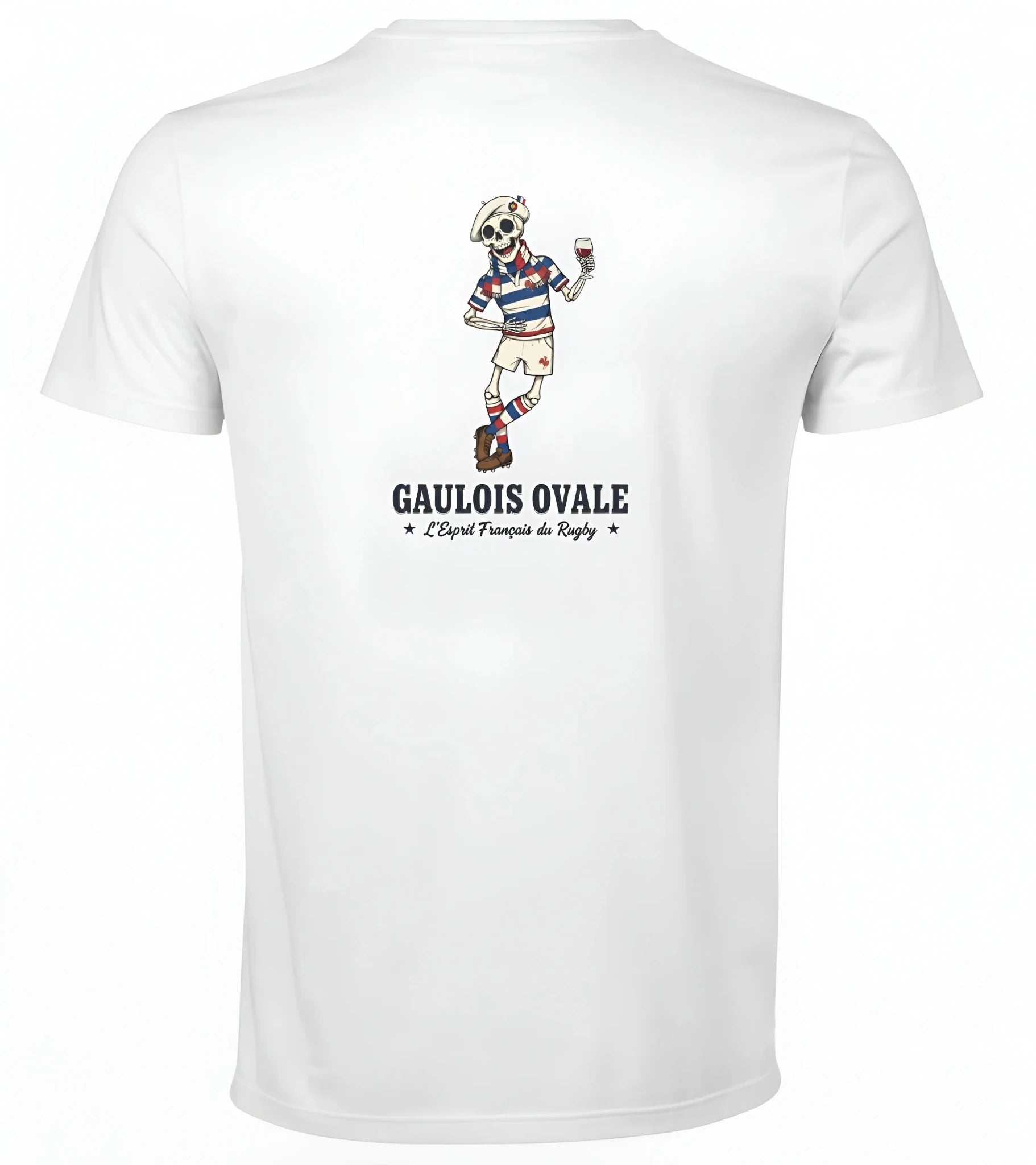 T-shirt Rugby Blanc - Le Gaulois Ovale avec son Pied - ballon ovale